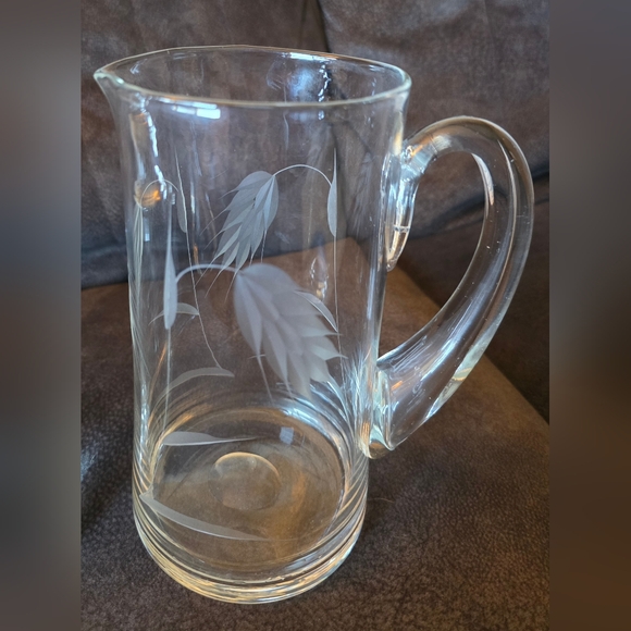 NORITAKE SASAKI GLASS WHEAT ETCHED BAR SET-PITCHER, DRINK SHAKER, AND ICE BUCKET - Picture 7 of 8